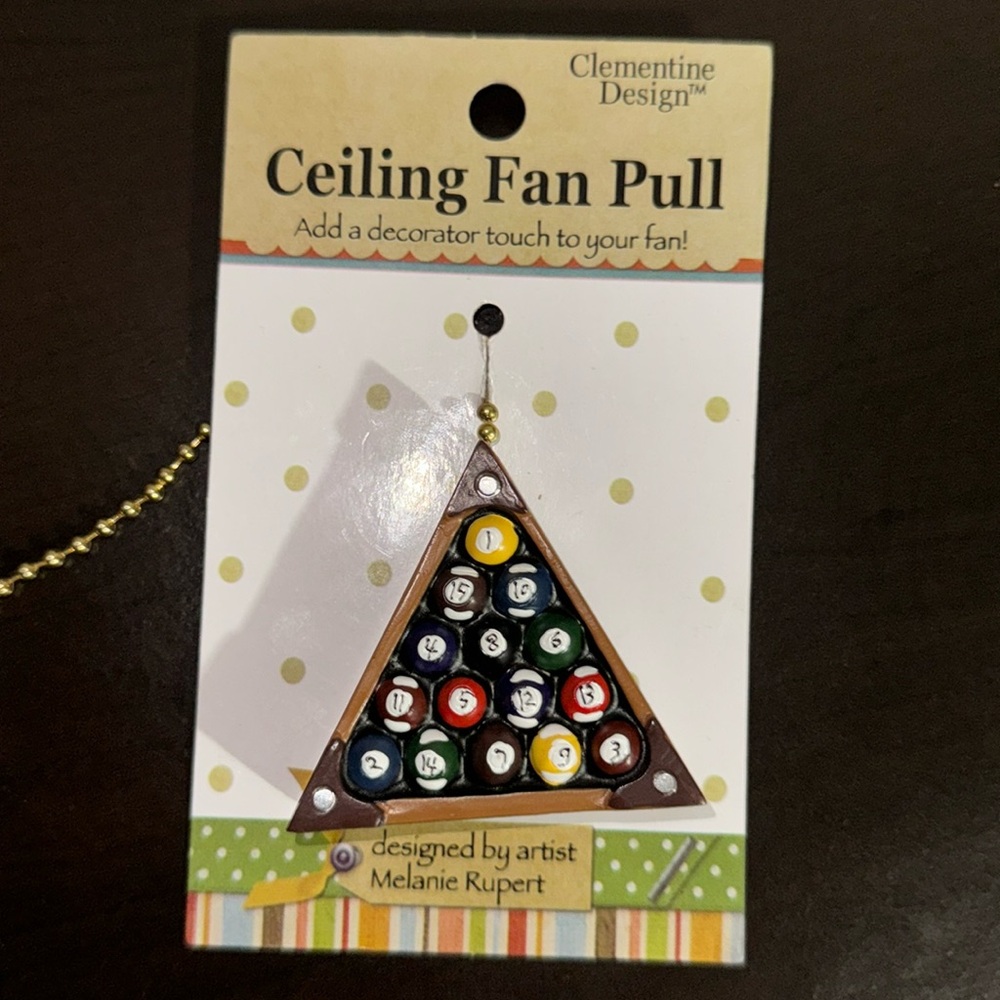 Ceiling fan pull - pool ball themed